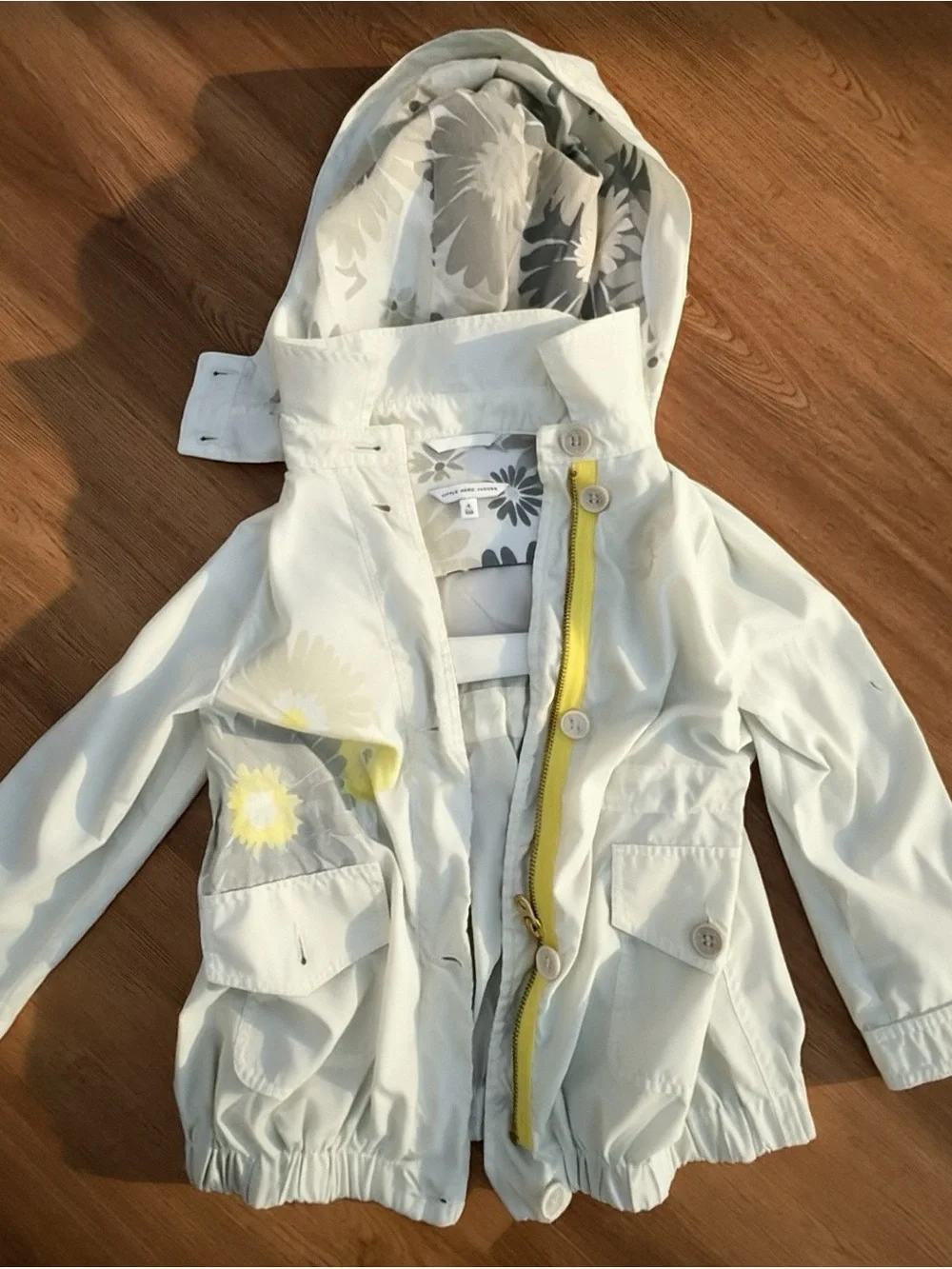 Little Marc Jacobs Cream Hooded Raincoat with Yellow Trim